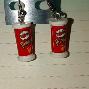 Red potato chip earrings